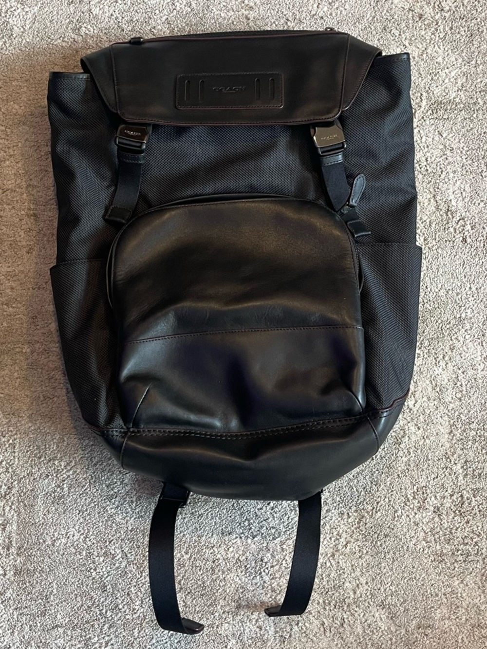 Coach Men's Black Nylon and Leather Backpack